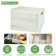 2Pcs 30L Collapsible Storage Bins With Dustproof Lid Waterproof Interior Bag Handle Stackable Storage Box Container Utility Organizer Crate For Campin
