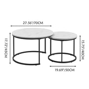 Nesting Coffee Table Set of 2 with Marble Pattern Tops