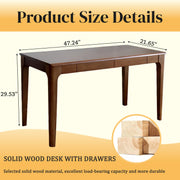 Solid Wood Desk with Drawers for Home Office