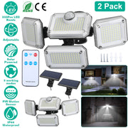 2 Pack Solar Powered Wall Lights IP44 Waterproof Motion Sensor Lamps with Separate Solar Panel 4 Adjustable Heads 333Pcs Beads 120¡ Sensing Angle Remo