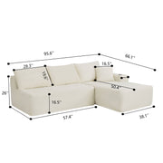 96" L-Shaped Sectional Sofa with Chaise in Plush Corduroy
