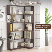 5-Tier L-Shaped Corner Bookshelf with 6 Open Shelves