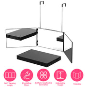 3 Way Mirror with Telescopic Hanger Tri-fold Mirror Personal Makeup Mirror for Self Shaving Hair Cutting Dyeing Curling Braiding