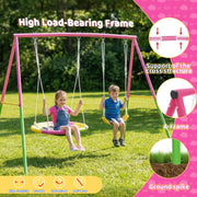 Outdoor Swing Set with Saucer & Belt Swings - 330lbs Capacity