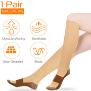 Unisex Copper Compression Socks Women Man Durable Hose Graduated Support Socks for Running Nursing Shin Splints Edema Swelling Recovery