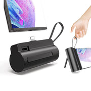 5000mAh Portable Phone Charger Built-in Type-C IOS Cable Dual Output Power Bank Compact Size Compatible with IOS Phone Samsung