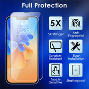 2Pcs HD Clear Screen Protectors Tempered Glass Film Full Coverage Screen Protector Fit for IOS Phone 14/14Plus/14Pro/14Pro Max/13/13Pro/13Max/12/12Pro