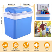 24L Portable Car Cooler 12V Car Refrigerator Travel Cooling Warmer Fridge Box Home Use