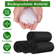 4 Rolls Black Trash Bags – 5.3 Gallon, Unscented & Leak-Resistant