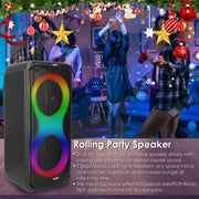 Portable Wireless Party Speaker with 7 Colorful Lights Remote Control Party Speaker with TWS Function FM Radio USB MMC Card Reading Aux In Recording F