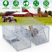 2Pcs 18x8x10In Humane Single Door Live Animal Trap Collapsible Galvanized Iron Animal Cage Catch And Release for Small Squirrel Raccoon Feral Cat Weas