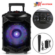 Wireless Party Speaker 12in Woofer Bass Party Speaker w/ Cordless Microphone FM Radio USB Reading MMC Car Slot Aux-In Flashing LED Colorful Lights
