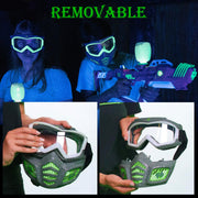 [Not Allowed to Sell on Amazon] Gel Blaster Glow in The Dark Elite Face Mask Full Face Tactical Mask with Detachable Goggles Adjustable Headband Vente