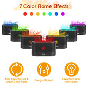 3D Flame Air Humidifier Essential Oil Ultrasonic Aroma Diffuser Bedroom Mist Home Spa Yoga Office Relax Colorful Lights with No Water Auto off Protect