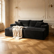 Sectional Couch with Double Chaise Lounge and Cup Holders