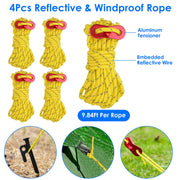 Tent Stakes Camping Hammer Tent Pegs Set Camping Accessories Kit with 9.84FT Reflective Ropes for Camping Hiking Canopy