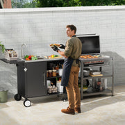 Outdoor Grill Cart with Sink, Storage & Fold-Down Side Table