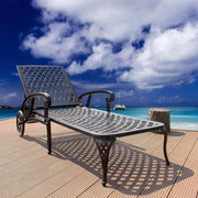Aluminum Lounge Chair with Wheels & 3-Position Reclining Backrest