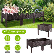 Outdoor Raised Garden Bed with Legs Elevated Planter Box with Self-watering System for Garden Patio Balcony Vegetables Flowers Herbs PP Plastic Box Ea