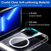 Magnetic Metal Kickstand Clear Case Shockproof Anti Yellowing Phone Cover Compatible with Magsafe Fit for IOS Phone 14