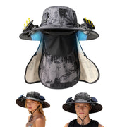Solar Fan Hat with UPF50+ Sun Protection and Neck Flap