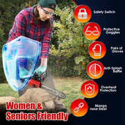 12" Cordless Chainsaw – Brushless, Dual 21V Batteries, Auto Oiler