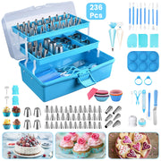 236Pcs Cake Decorating Kit Baking Tools Accessories Cake Decorating Supplies with Piping Tips Couplers and Bags Cookie Cutters Baking Cups Scrapers Fl