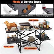 Folding Camping Kitchen Table with Heat-Resistant Top