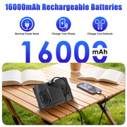 Wearable Waist Fan with 16000mAh Power Bank & Dual Turbines