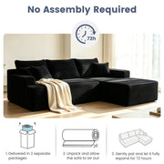96" L-Shaped Sectional Sofa with Chaise in Plush Corduroy