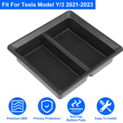 Center Console Organizer Tray Fit For 2021 2022 2023 Tesla Model 3 Model Y Armrest Drawer Storage Box with 2Pcs Silicone Pads