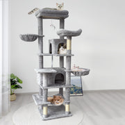 68-Inch Multi-Level Cat Tree with Hammocks & Scratching Posts