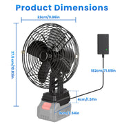 Portable Jobsite Fan 9" Compatible with Makita 21V Battery