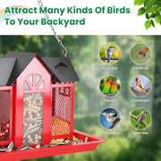 Barn Bird Feeder with Lift Top Lid and Viewing Window