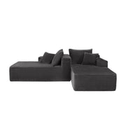 Sectional Couch with Double Chaise Lounge and Cup Holders