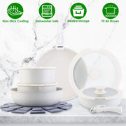 17Pcs Nonstick Cookware Set Induction Kitchen Pots And Pans Set With Detachable Handles Fast Even Heating Frying Pan Sauce Pan Oven Dishwasher Safe Fo