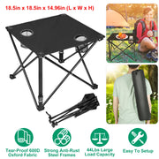 1Pc Foldable Camping Table Portable Picnic Table Lightweight Travel Desk with 2 Cup Holders Carrying Bag