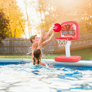 2 In 1 Poolside Basketball Game Set Pool Basketball Goal Indoor Outdoor Kids Basketball Court Water Basketball Toy with 2 Balls Gift for Boys Girls Ag