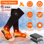 Electric Heated Socks for Men Women Battery Powered Heated Socks Rechargeable Feet Warmer with 4 Temperature Levels Indoor Outdoor Machine Washable
