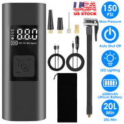 150PSI Cordless Car Tire Pump 6000mAh Rechargeable Tire Inflator Portable Air Compressor for Car Bike Motorcycle Ball