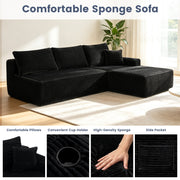 96" L-Shaped Sectional Sofa with Chaise in Plush Corduroy