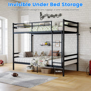 Twin Over Twin Metal Bunk Bed with Ladder and Guardrails