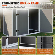 Resin Outdoor Storage Shed with Hydraulic Lid & Ramp 4.6x2.4 FT