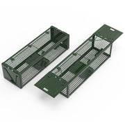 2Pack 15.35x4.72x3.94in 2-Door Humane Live Rat Trap Galvanized Iron Rodent Trap Cage Reusable for Home Garden Farm Warehouse