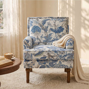 Floral Upholstered Accent Chair with Nailhead Trim