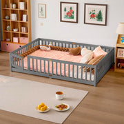 Montessori Floor Bed with Safety Guardrails and Lockable Door