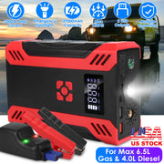 Car Jump Starter with Air Compressor Portable Car Battery Booster with Digital Tire Inflator with 2000mAh Peak Current for 12V Car 6.5L Gas or 4.0L Di
