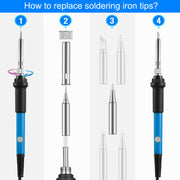 Soldering Iron 110V/60W Adjustable Temperature (392 -842 ) PCB Electric Welding Iron with 5Pcs Different Tips