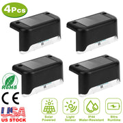 4Pcs Solar Powered LED Step Lights Outdoor Water-Resistant Dusk To Dawn Sensor Fence Lamps For Stairs Yard Railing