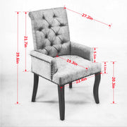 Tufted Dining Chair with Nailhead Trim & Curved Wood Legs